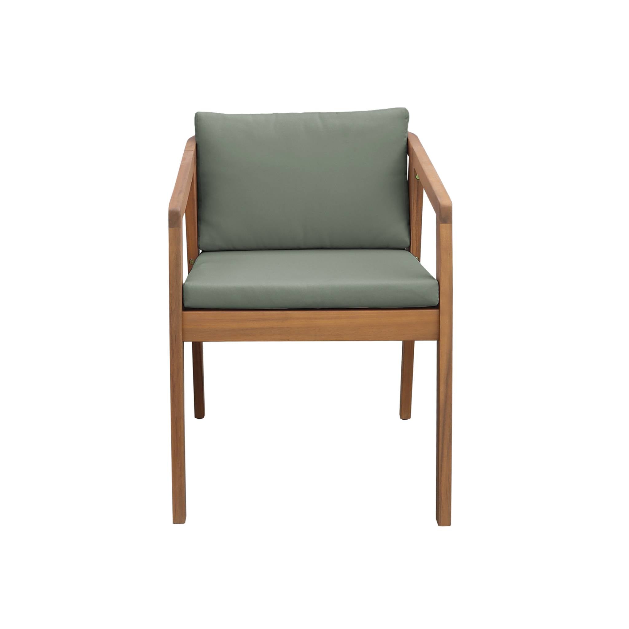 Sedie da giardino in legno di acacia, verde kaki