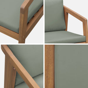 Sedie da giardino in legno di acacia, verde kaki