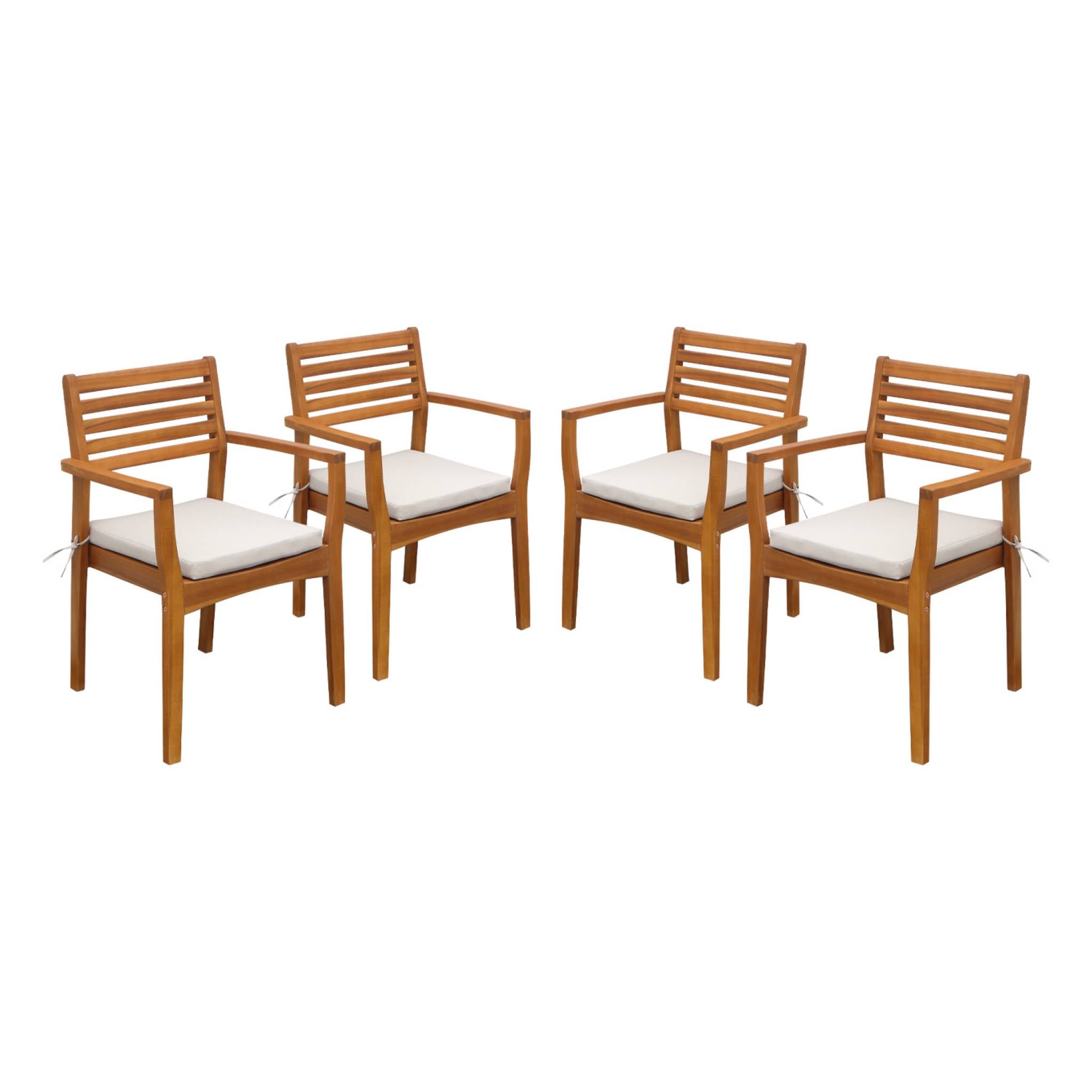 Poltrona da giardino in legno di acacia (set di 4), marrone naturale