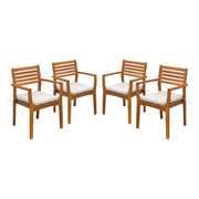 Poltrona da giardino in legno di acacia (set di 4), marrone naturale