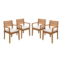 Poltrona da giardino in legno di acacia (set di 4), marrone naturale