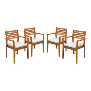 Poltrona da giardino in legno di acacia (set di 4), marrone naturale