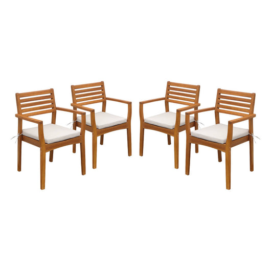 Poltrona da giardino in legno di acacia (set di 4), marrone naturale