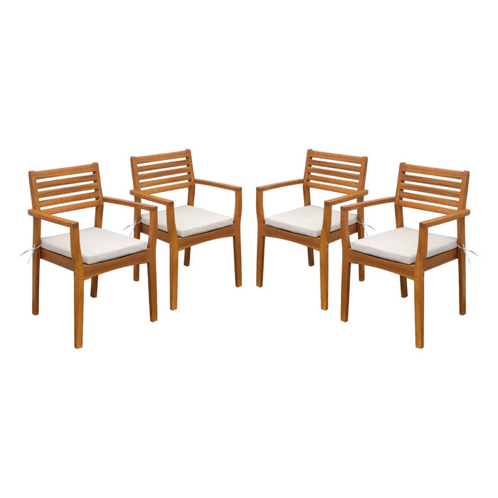 Poltrona da giardino in legno di acacia (set di 4), marrone naturale