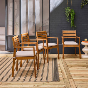 Poltrona da giardino in legno di acacia (set di 4), marrone naturale