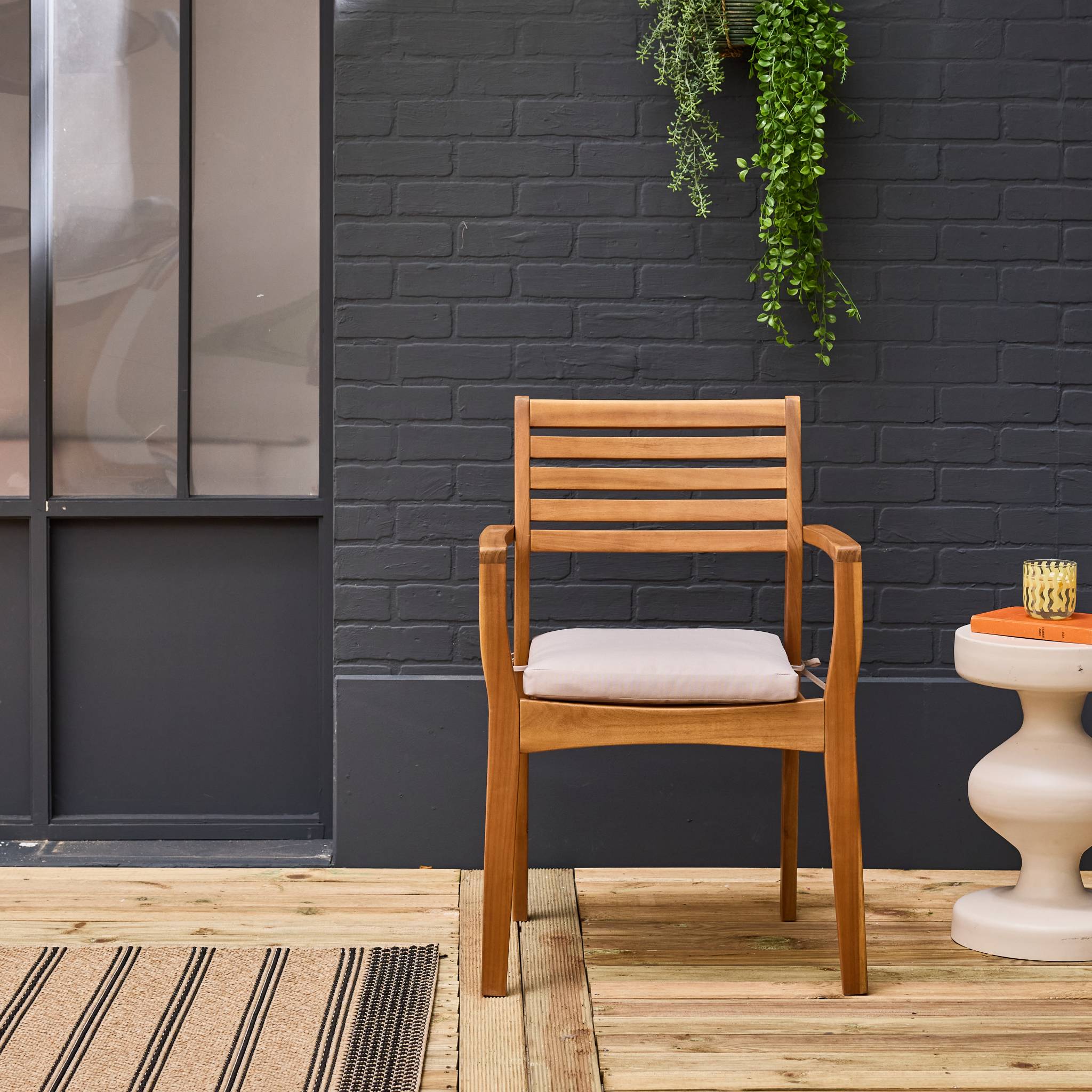 Poltrona da giardino in legno di acacia (set di 4), marrone naturale