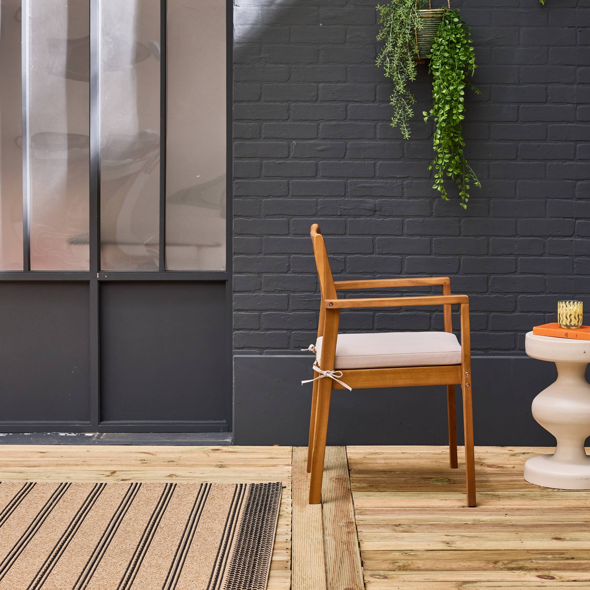 Poltrona da giardino in legno di acacia (set di 4), marrone naturale