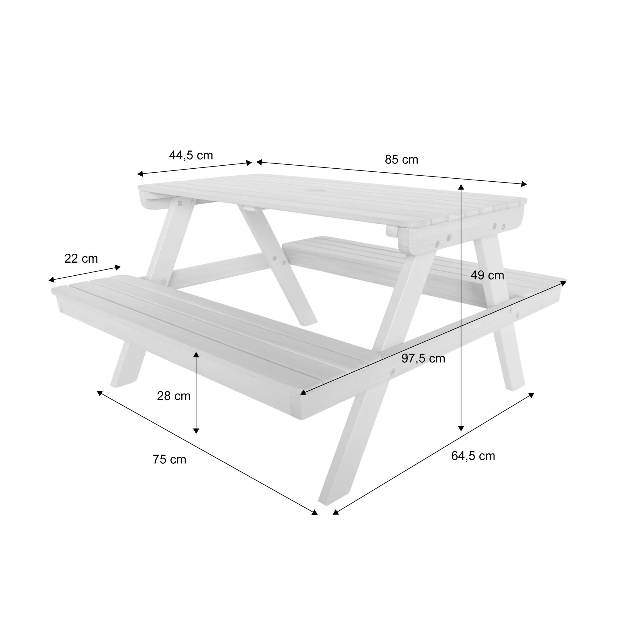 Tavolo da picnic in legno per bambini,  4 posti, verde grigio