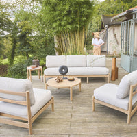 Set da giardino in legno di acacia, 5 posti, beige