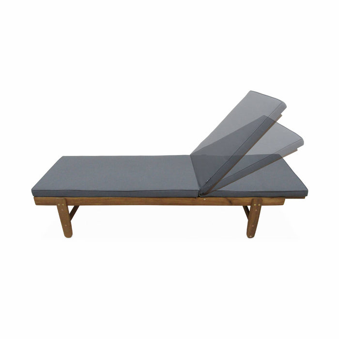 Set di 2 lettini prendisole multiposizione in legno con rotelle,