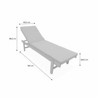 Set di 2 lettini prendisole multiposizione in legno con rotelle,