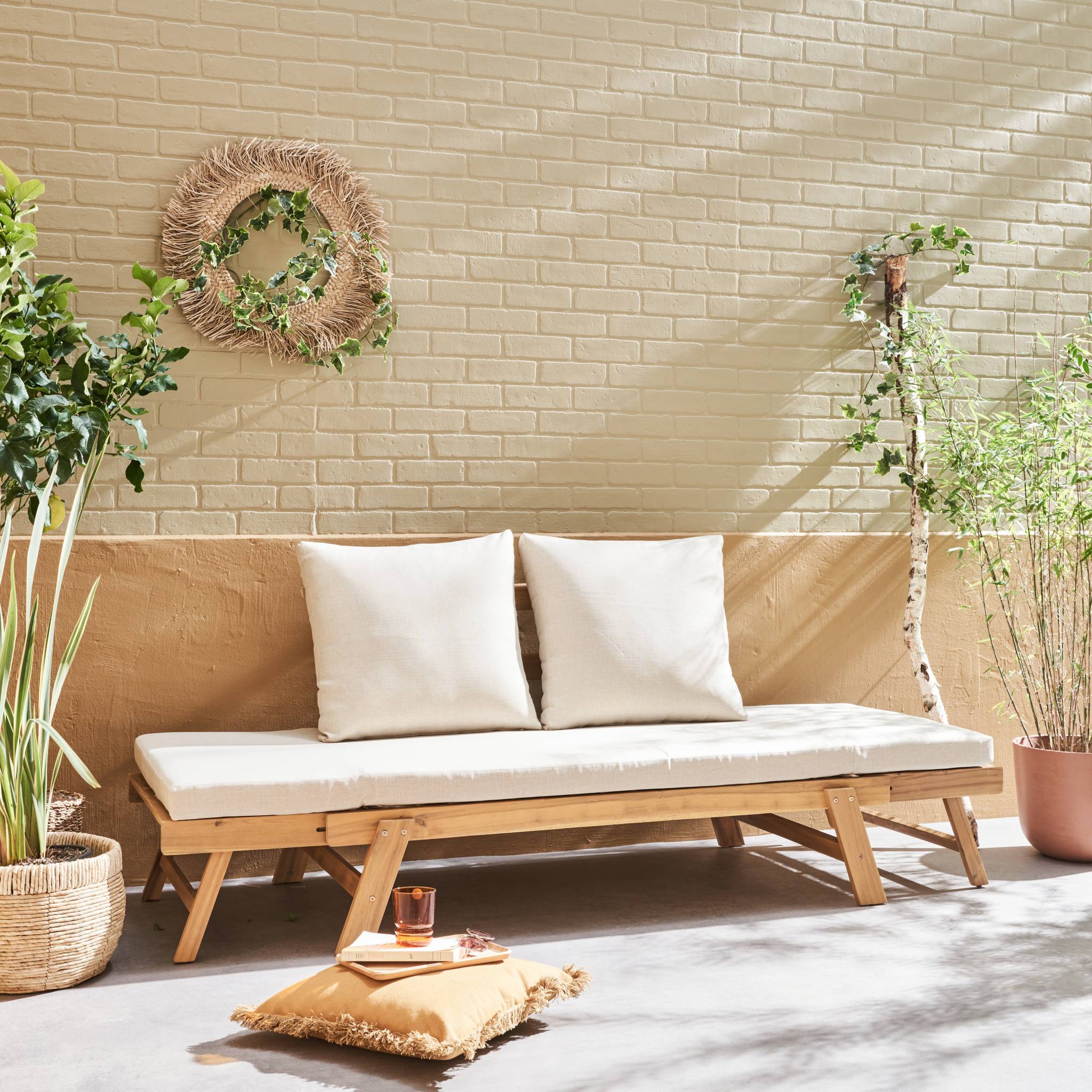 Panchina da giardino a 2/3 posti, beige