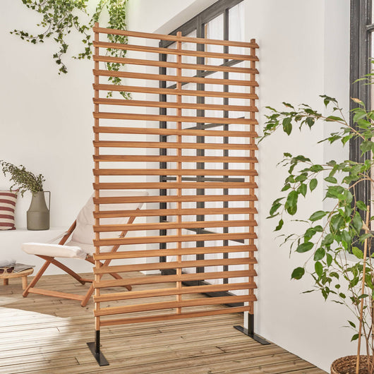 Schermo pieghevole in legno 100cm, marrone naturale