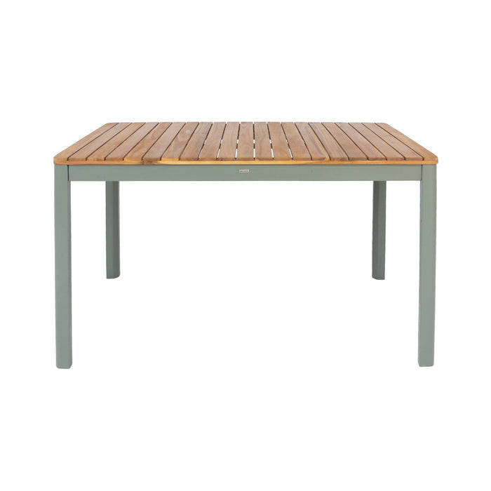 Tavolo da giardino in acacia con angoli arrotondati, 6 posti, verde