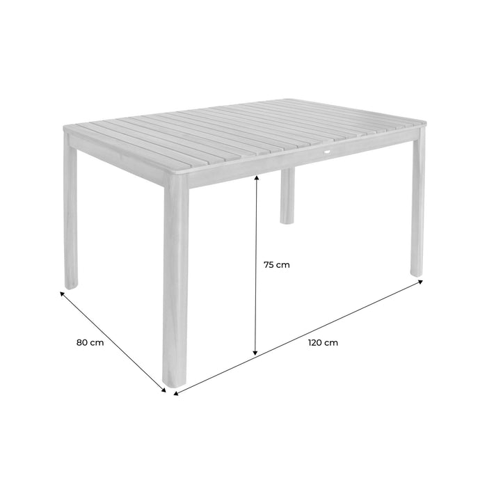 Tavolo da giardino in acacia con angoli arrotondati, 6 posti, marrone