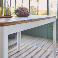 Tavolo da giardino in acacia con angoli arrotondati, 6 posti, bianco