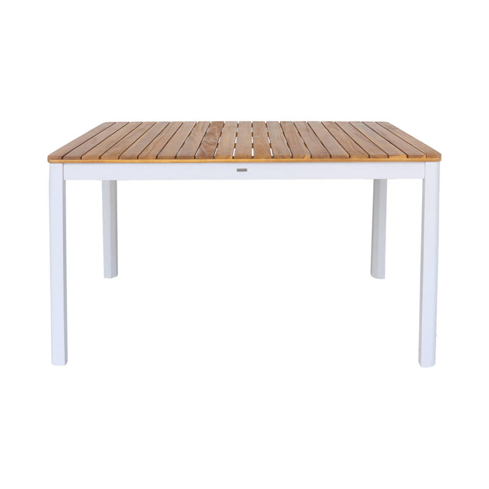 Tavolo da giardino in acacia con angoli arrotondati, 6 posti, bianco