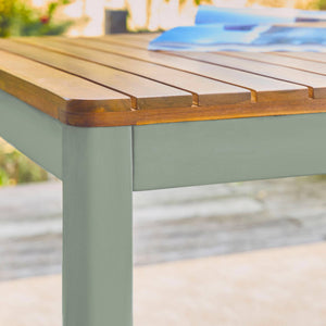 Tavolo da giardino in acacia con angoli arrotondati, 8 posti, verde