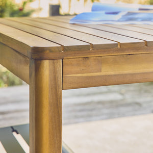 Tavolo da giardino in acacia con angoli arrotondati, 8 posti, marrone