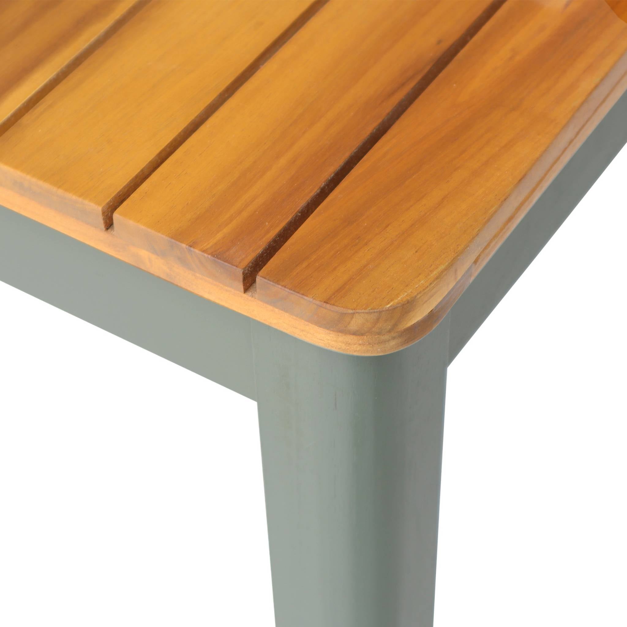 Tavolo da giardino in acacia con angoli arrotondati, 8 posti, verde