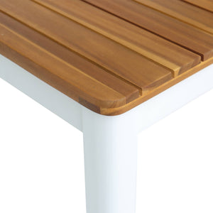 Tavolo da giardino in acacia con angoli arrotondati, 8 posti, bianco