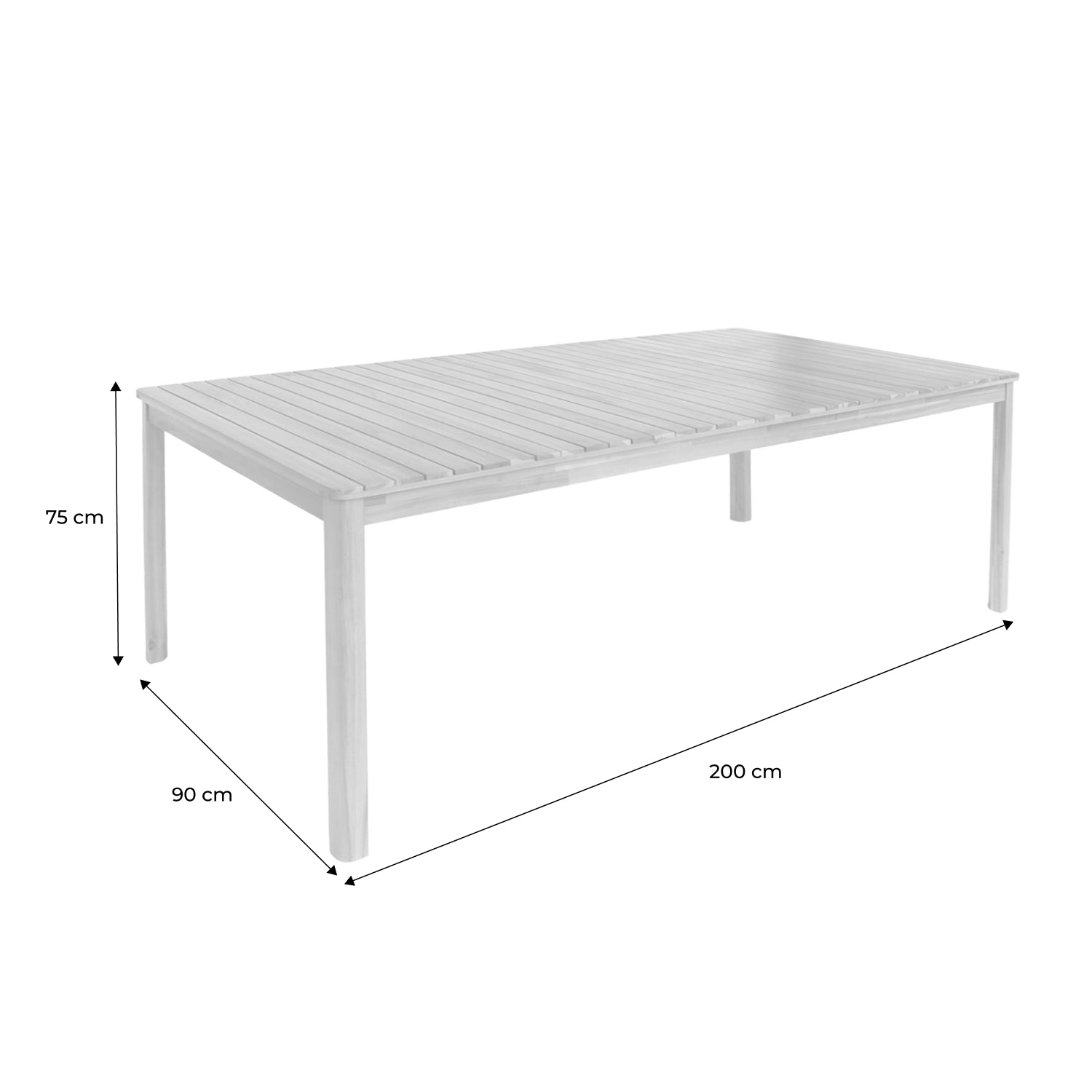 Tavolo da giardino in acacia con angoli arrotondati, 8 posti, verde