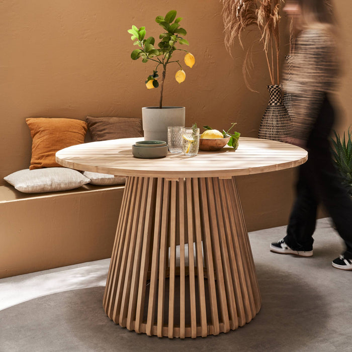 Tavolo da pranzo in legno, 4 posti a sedere, interno/esterno, marrone