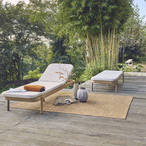 Set di 2 lettini prendisole in legno di acacia, reclinabili, beige