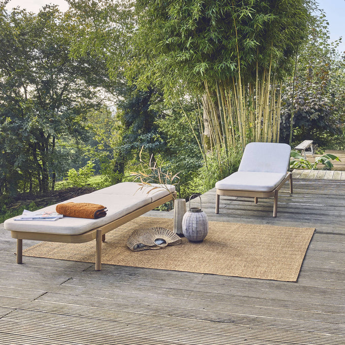 Set di 2 lettini prendisole in legno di acacia, reclinabili, beige