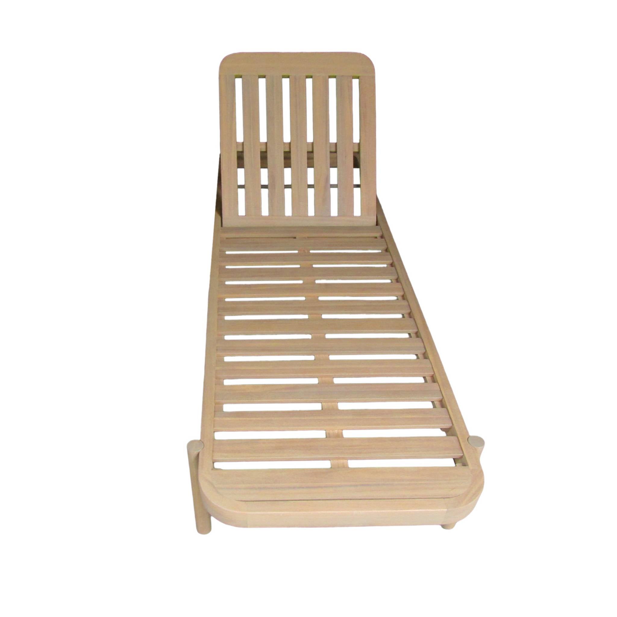 Set di 2 lettini prendisole in legno di acacia, reclinabili, beige