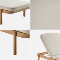 Set di 2 lettini prendisole in legno di acacia, reclinabili, beige