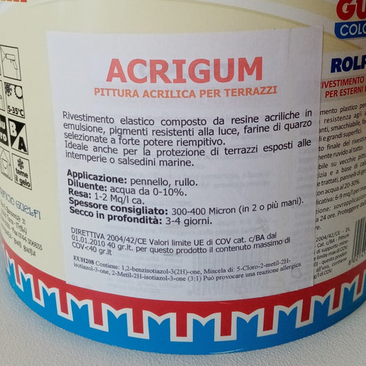 Acrigum 20kg bianca guaina liquida isolante pittura acrilica per terrazzi