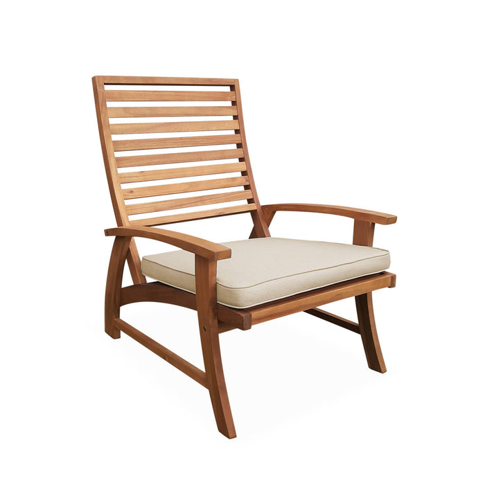 Set di 2 sediaecon poggiapiedi in legno, teck