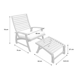 Set di 2 sediaecon poggiapiedi in legno, teck