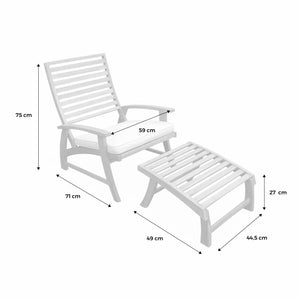 Set di 2 sediaecon poggiapiedi in legno, teck