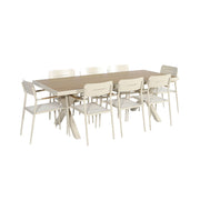 Set tavolo da giardino in alluminio con 8 sedie, marrone naturale