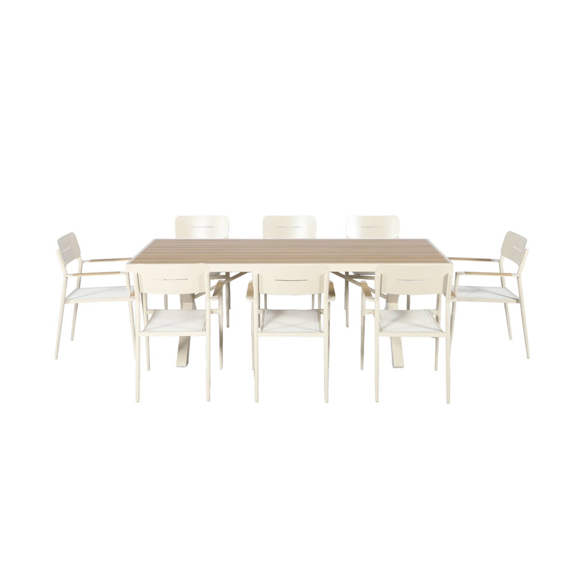 Set tavolo da giardino in alluminio con 8 sedie, marrone naturale