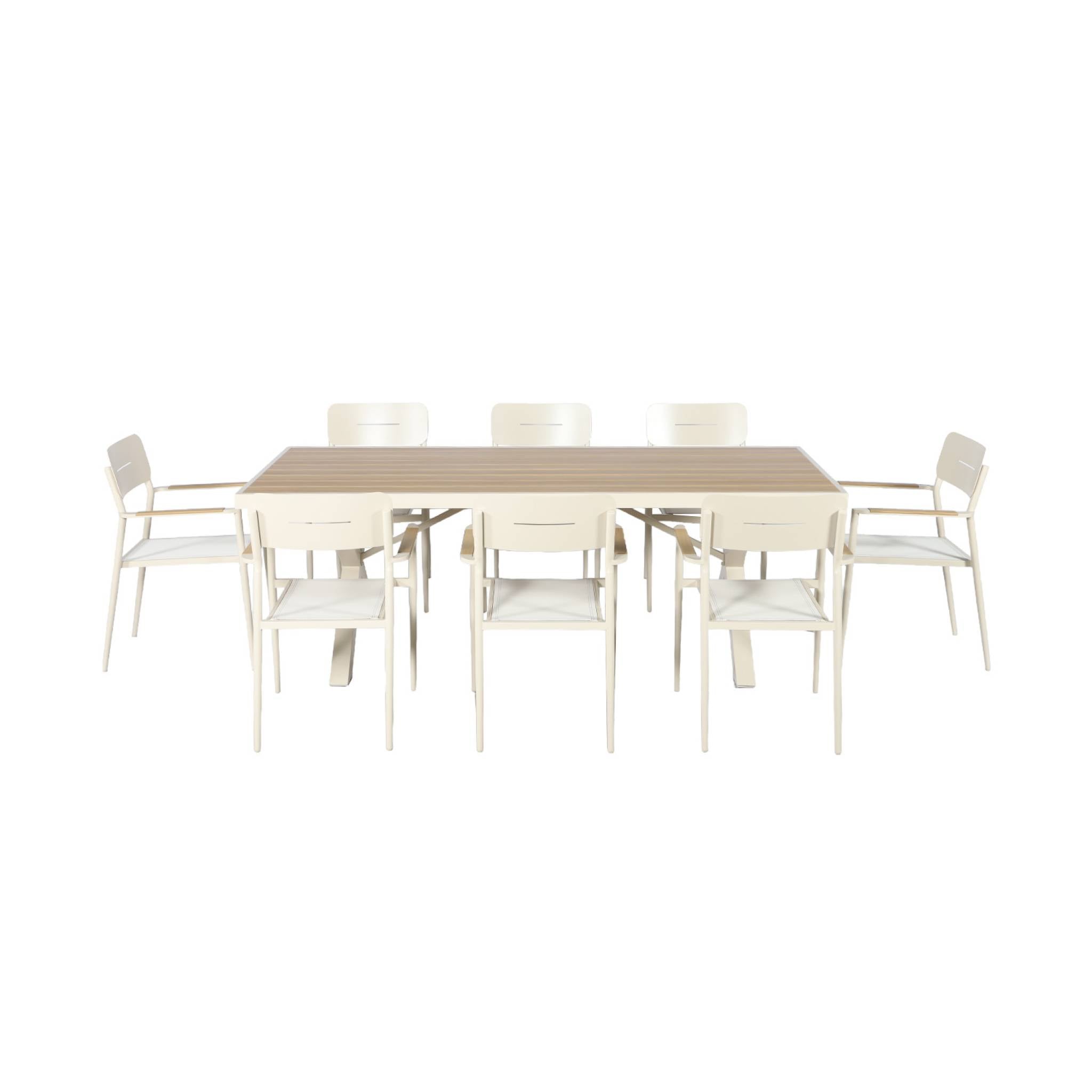 Set tavolo da giardino in alluminio con 8 sedie, marrone naturale