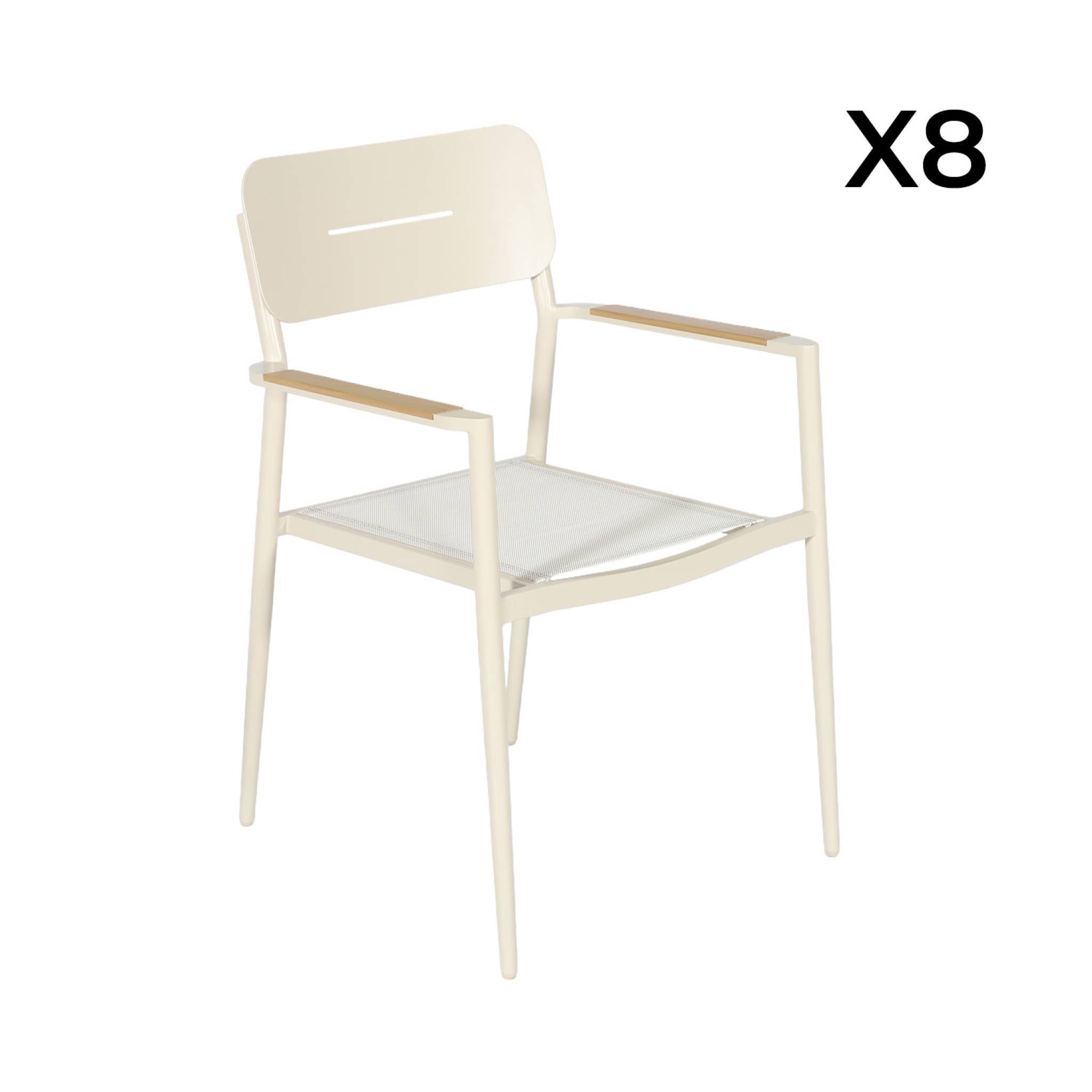 Set tavolo da giardino in alluminio con 8 sedie, marrone naturale