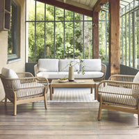 Set da giardino in acacia con corda, 5 posti, beige