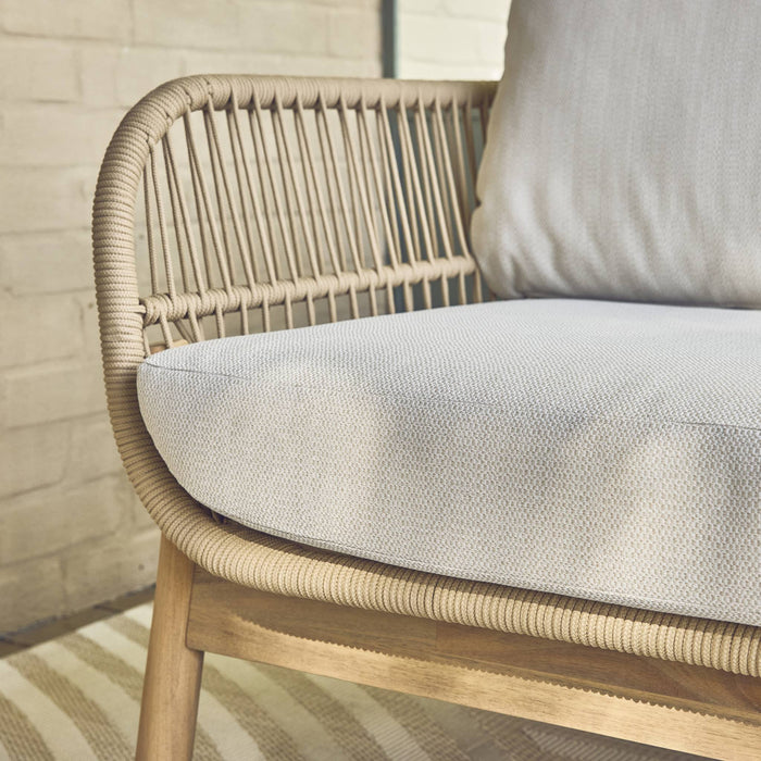 Set da giardino in acacia con corda, 5 posti, beige