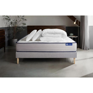 Pacchetto letto completo - Materasso 140x190cm + Box spring con doghe (kit) + 2 cuscini + Piumino - Actiflex Form