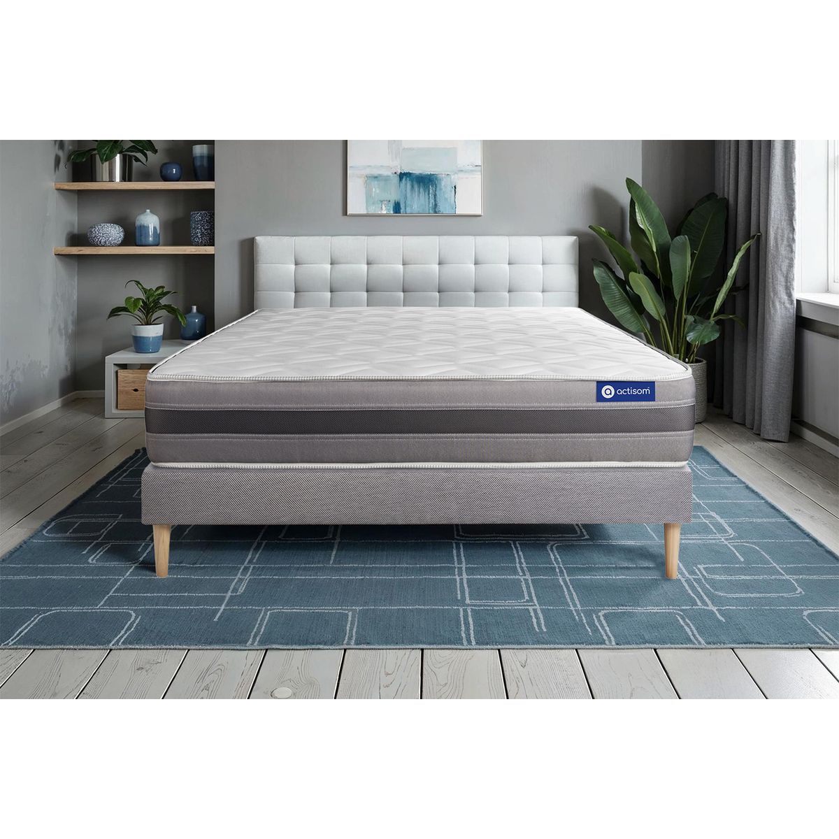 Kit rete e materasso Actiflex relax 120x195cm - Spessore : 24cm - Molle insacchettate e memory foam - Moderatamente rigido
