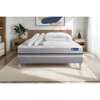 Pacchetto letto completo - Materasso 140x190cm + Box spring con doghe (in kit) + 2 cuscini + Piumino - Actiflex Soft