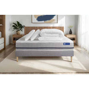 Pacchetto letto completo - Materasso 140x190cm + Box spring con doghe (in kit) + 2 cuscini + Piumino - Actiflex Soft