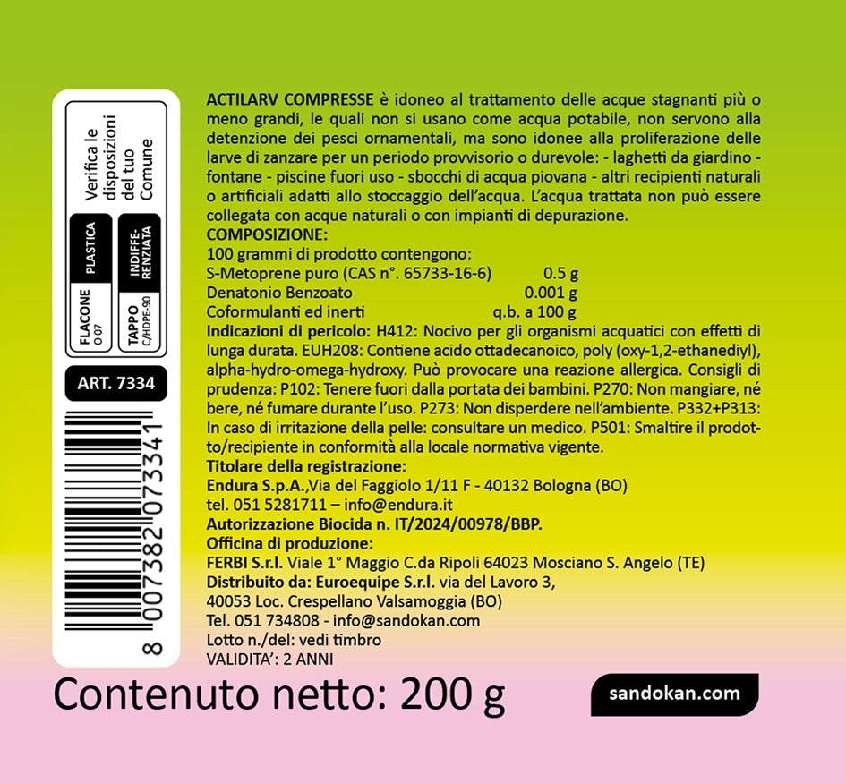 Larvicida anti-zanzare  25 compresse da 2 gr.