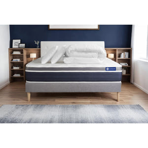 Pacchetto letto completo - Materasso 160x200cm + Box spring con doghe (in kit) + 2 cuscini + Piumino - Actilatex Confort