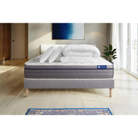 Pacchetto letto completo - Materasso 160x200cm + Box spring con doghe (kit) + 2 cuscini + Piumino - Actilatex Zen
