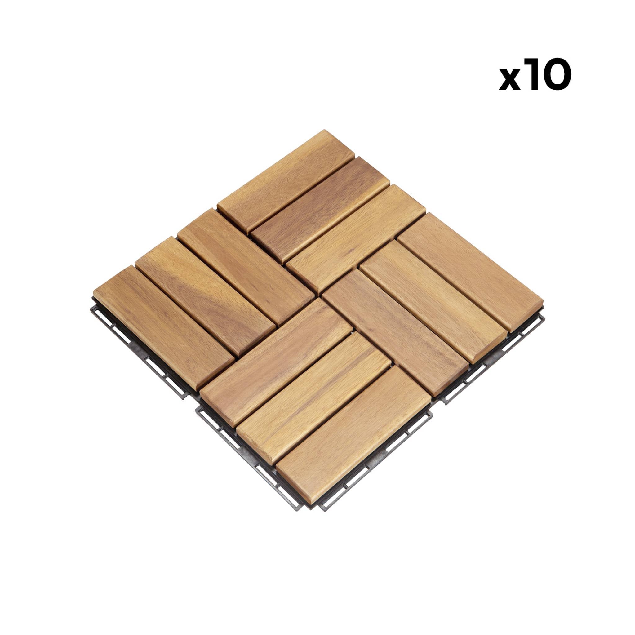 Set di piastrelle per patio in legno, 30x30cm, marrone naturale