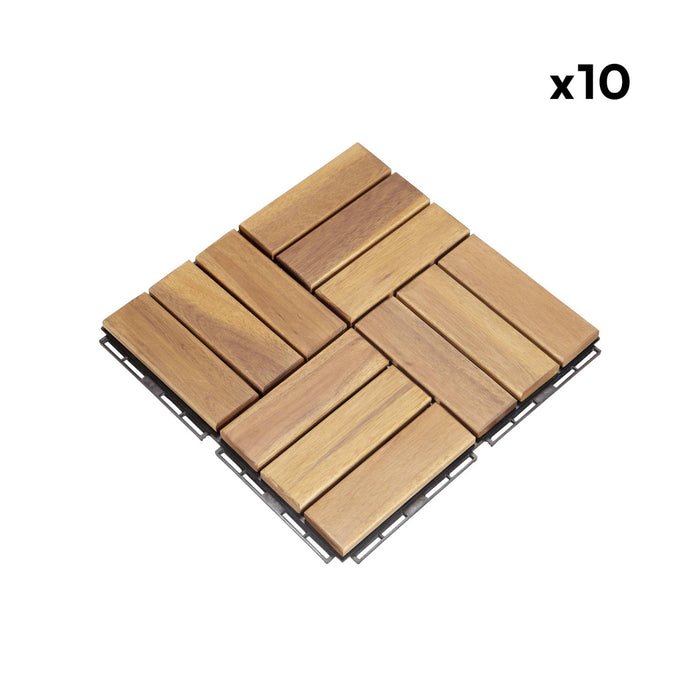 Set di piastrelle per patio in legno, 30x30cm, marrone naturale